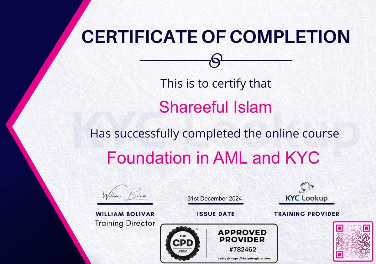 Foundation in AML and KYC certificate